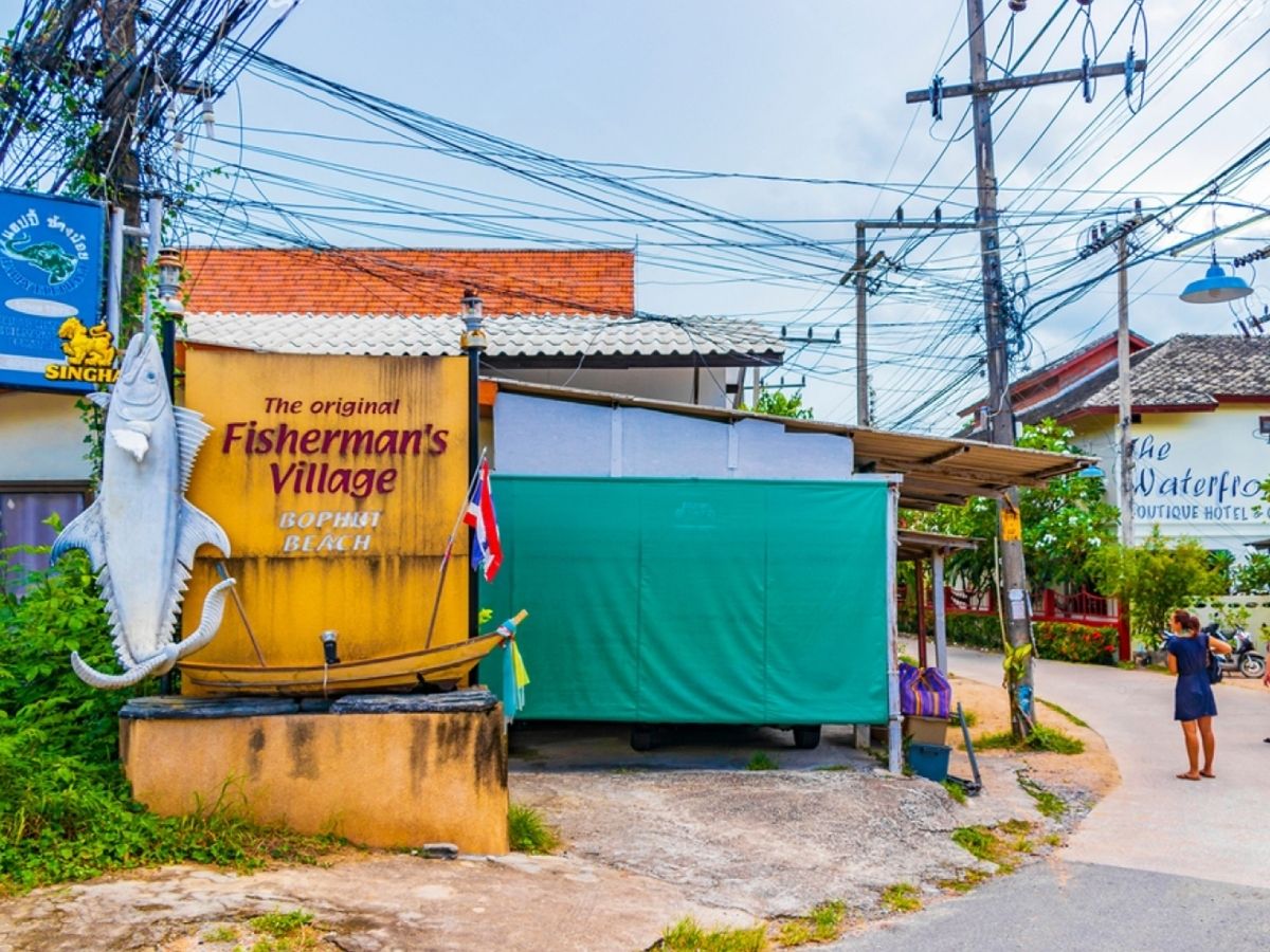 Fisherman's Village sign at Bophut Beach, Koh Samui, Thailand